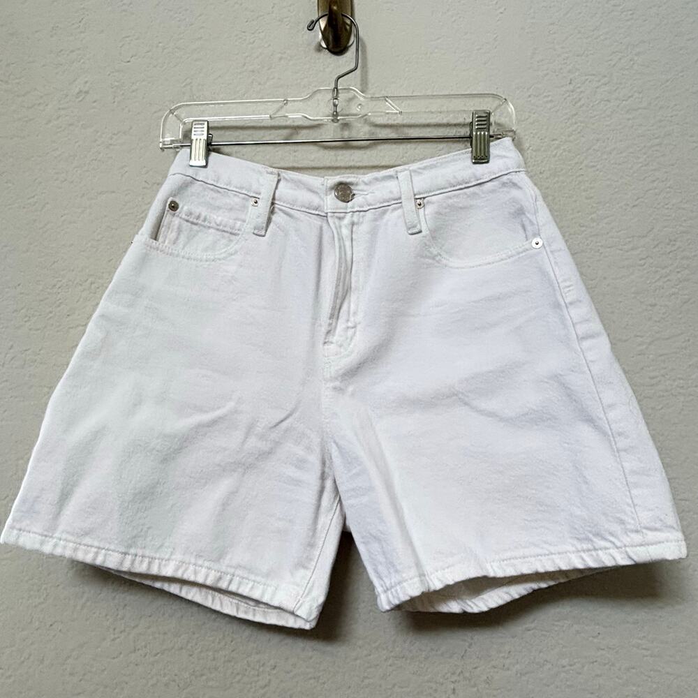 Frame The Easy Shorts High Rise Denim White Size 26 - Picture 2 of 5